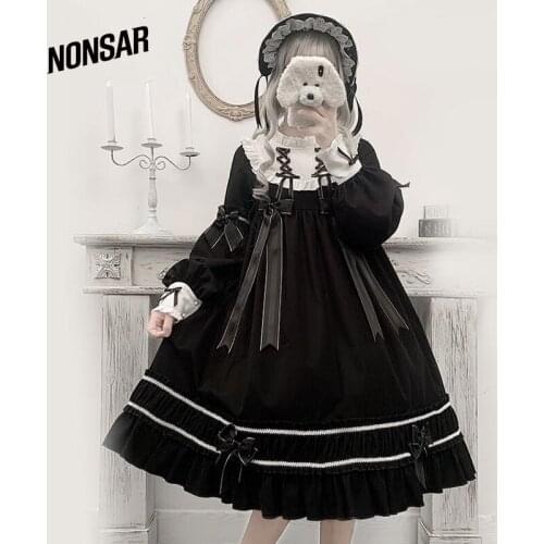 NONSAR Original Genuine Lolita Heavy Industries Retro Cradle Doll Daily OP Dark Gothic Lolita Dress