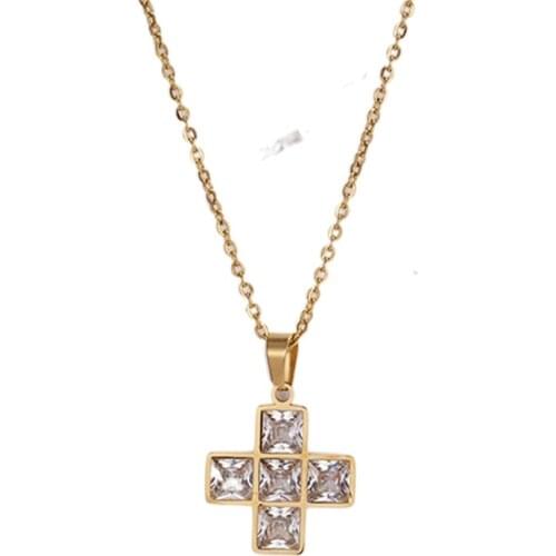 Zircon Cross Necklace For Women Stainless Steel Jewelry On The Neck cross of life Fashion Jewelry Accessories Choker Chain