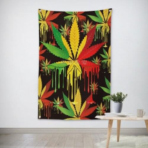 Hemp Leaves Reggae Rock Band Banners Hanging Flag Poster Wall Sticker Cafe Restaurant locomotive club Live background Decoration