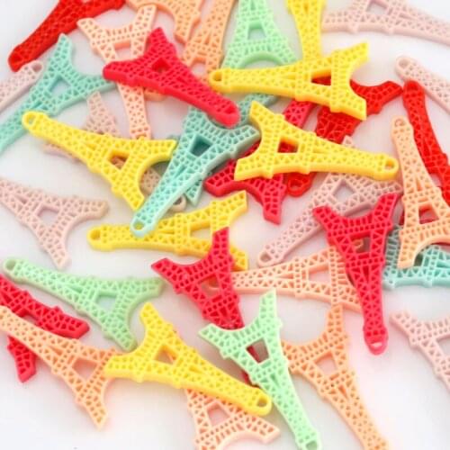 100pcs mixed colorful 25x45mm resin eiffel tower charms in a mix of pastel shades eiffel tower kitsch resin pendant