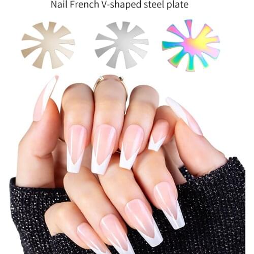 Nail Art Template French Cutter 9 Sizes V-Shape Tips Manicure Edge Trimmer Shaped Stainless Steel Line Tools DIY Beauty Nail