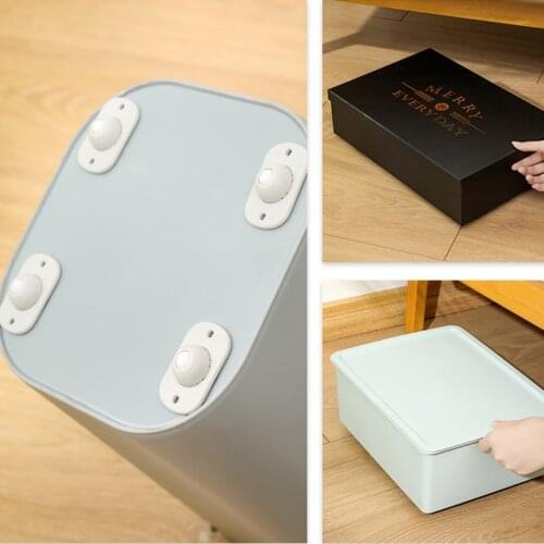4pcs Self-adhesive Universal Pulley Shelf Storage Box Sorting Boxes Caster Bottom Pulley Move The Universal Casters Freely