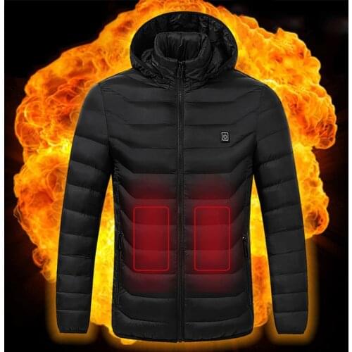 High Quality Heated Jackets Vest Down Cotton Mens Women Outdoor Coat USB Electric Heating Hooded Jackets Warm Winter ThermalCoat