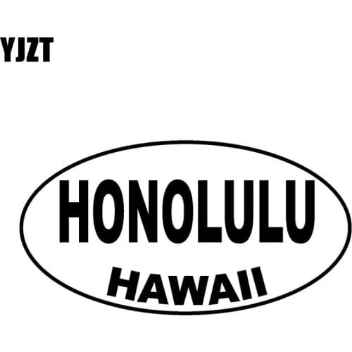 YJZT 15CM*7.9CM HONOLULU HAWAII Oval Vinyl Decal Car Sticker Black Silver C10-01657