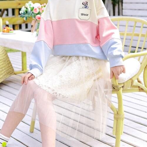 Summer Girls Skirts Fashion Mesh Lace Mid Length Skirt For Teen Kids Children Sweet Princess Candy Color Clothing 7 - 14 Years