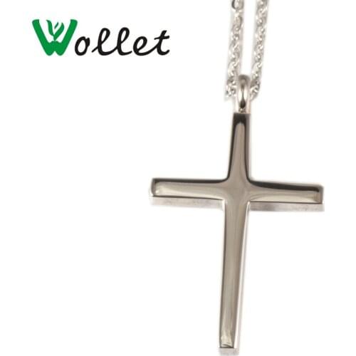 Wollet Jewelry Pious Cross Full Glossy Steel Color Stainless Steel Pendant For Women Men