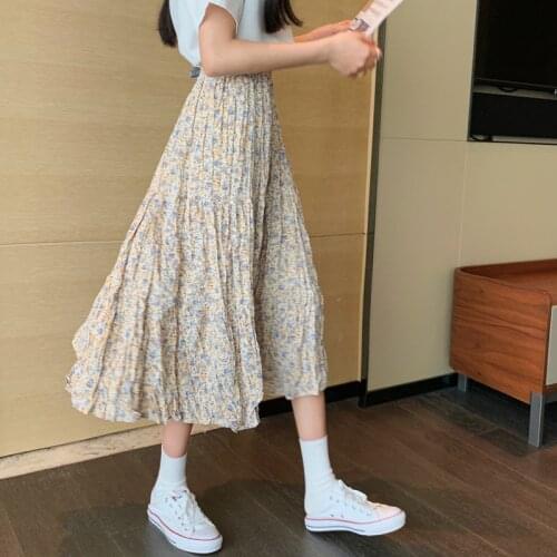 Womens Skirt Vintage Clothes Long Skirts Pink Harajuku Summer High Waist Streetwear 2021 Fashion flowy Spring Elastic Chiffon