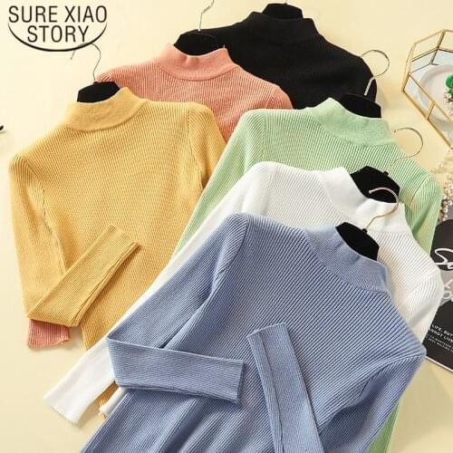 2021 Spring New Fashion Autumn Winter Women Sweaters Casual Elastic Knitted Bottoming Knitting Shirt Pullover Tops Female