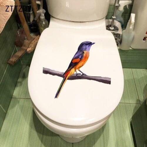 ZTTZDY 22.9×19.8CM Bird On Branch Toilet Sticker WC Accessories Creative Home Wall Decoration T2-1079
