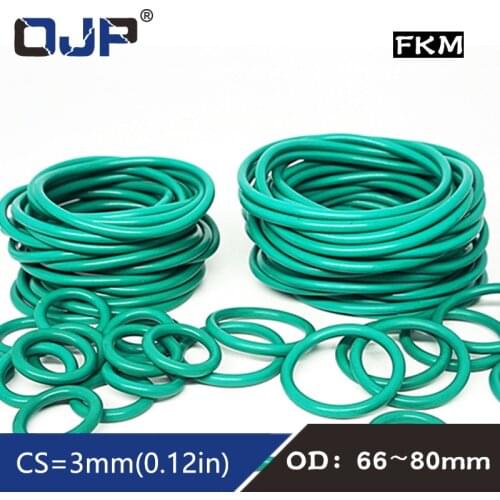 1PC Fluorine rubber Ring Green FKM O ring Seal OD66/68/70/71/72/73/75/76/78/80*3mm Rubber O-Rings Seal Oil resistance Gaskets