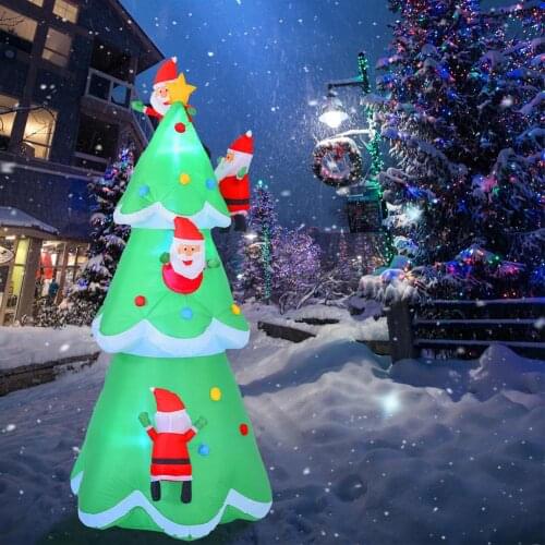 240cm Christmas Tree Inflatable Model Colorful Rotate LED Light Outdoor Garden Figure Toys New Year Christmas Decorations