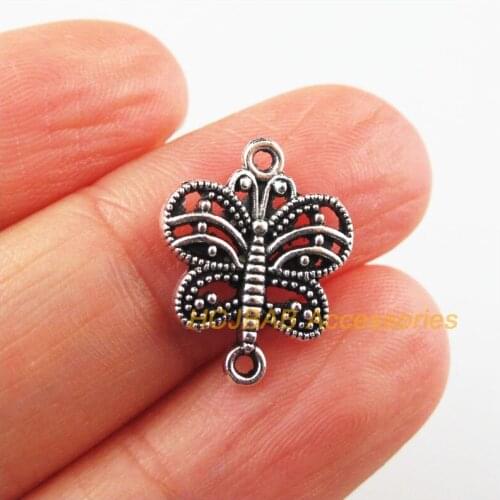 40 New Butterfly Charms Animal Connectors Tibetan Silver Color 13.5x17mm