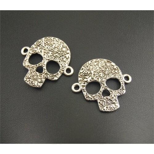 6pcs Silver Color/Bronze/gold Flower Patterns Skull Masks Charms Connector Accessories For Jewelry Making A1230/A1231/A1232