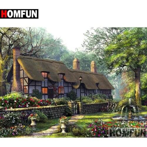 HOMFUN Full Square/Round Drill 5D DIY Diamond Painting "House flower" 3D Embroidery Cross Stitch 5D Home Decor gift A17233