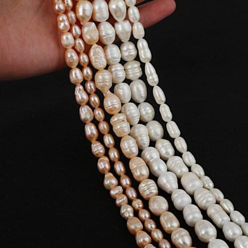 35.5CM Natural Freshwater Pearls Beads Rice Shape 100% Natural Pearls for Jewelry Making DIY Bead Bracelet Earrings Necklace