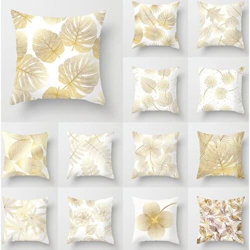 Fashion Printing Yellow Leaf Pillow Federe Cuscini Divano Funda De Cojines 45*45 Cm Seat Spring Cushion Cover Cojines Sofa Car