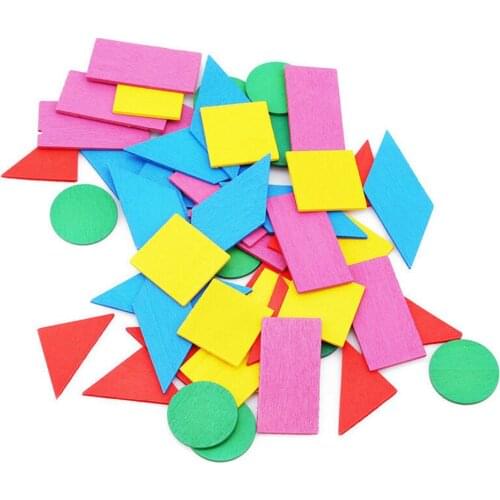 Wooden Colorful Round Geometric Chips Math Teaching Aids Educational Kids Toy 3D Geometry Blocks Math Toys for Children Kids