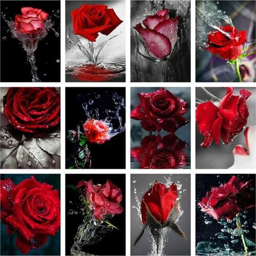 Evershine 5D Diamond Painting Full Square Flower Diamond Embroidery Roses Mosaic Black Red Picture Of Rhinestone Home Decor Art