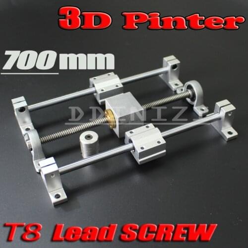 HOT sale 3D Printer guide rail sets T8 Lead screw length 700mm + linear shaft 8*700mm + KP08 SK8 SC8UU+ nut housing +coupling