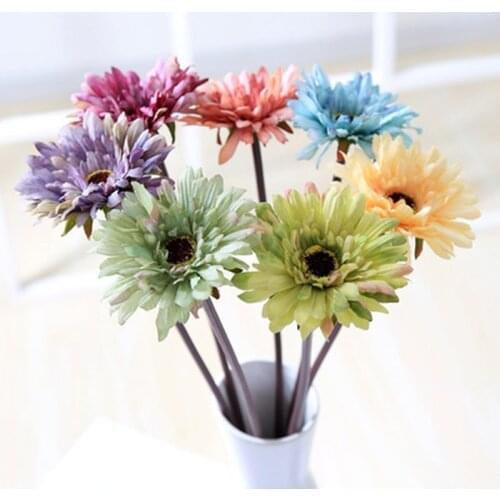 54CM Artificial Gerbera Flowers Wedding Bride Bouquet DIY Home Decor Fake Flowers Party New Home Decor Silk Flower Table Decor