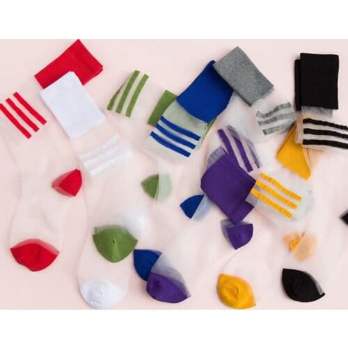 Classic Cool Ins Japan Style Stockings Women Ultra-thin Transparent Striped Long Stockings Novelty Breathable Soft Stockings