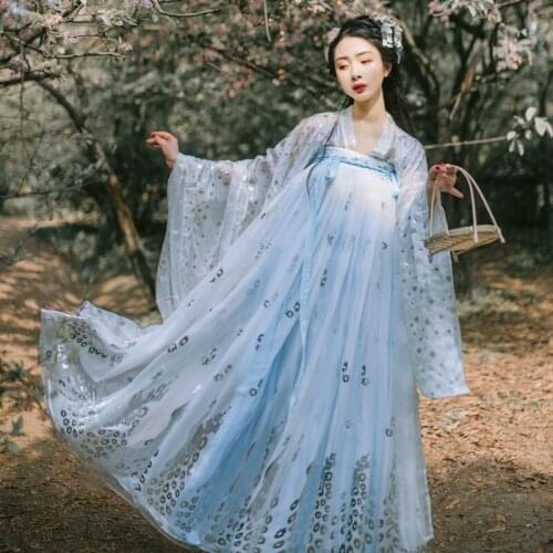 Chinese Ancient Folk Fairy Costume Hanfu Suit Autumn Winter Long Sleeves Dance Set Han Dynasty Festival Outfit Tang Suit DWY2804