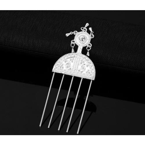 Fashion Silver Color Hair Sticks African Ethiopian Girl Headwear Hairpin Women Wedding Jewelry