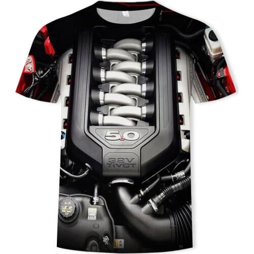 Fashion trend 3D printing pattern Harajuku mens short-sleeved T-shirt O-neck fashion brand Mecha style men and women T-shirt