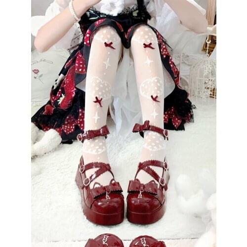 Gothic Lolita Punk Shoes Platform Lolita Heightening Thick Bottom Loli Shoe Goth Black/red High Heels Bow Cosplay Anime Shoes