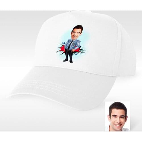 Personalized Bay Police Cartoon White Hat-1