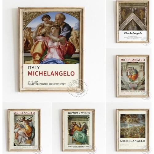 Michelangelo Exhibition Christian Art Poster, Delphic Sibyl Canvas Painting, Doni Tondo Art Prints, Libyan Sibyl Wall Home Decor