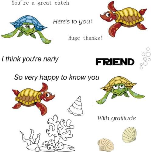 ZhuoAng Turtle Claus Clear Stamps For DIY Scrapbooking/Card Making Decorative Silicon Stamp Crafts