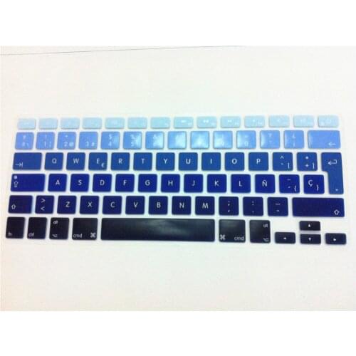 Blue Gradient Spanish Silicone Keyboard Cover 3pcs Skin sticker for MacBook Pro air 13" 15" 17" Air 13 inch EU layout