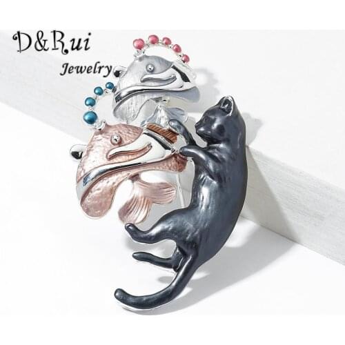 Cute Animal Brooches Cat Pin High Quality Trend Enamel Clown Fish Brooch Pins Winter Coat Accessories for Women Kids Girls Gifts