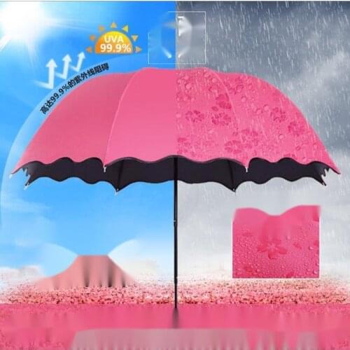 Folding Umbrella Bloom Flower In Rain Water Windproof Sunshade For Outdoor Sports Anti-UV Parasol