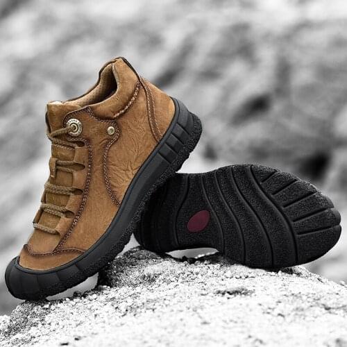 Warm Winter Boots for Men Motorcycle Boots with Fur Snow Boots Footwear Fashion Motocross Shoes Outdoor High Quality Handmade