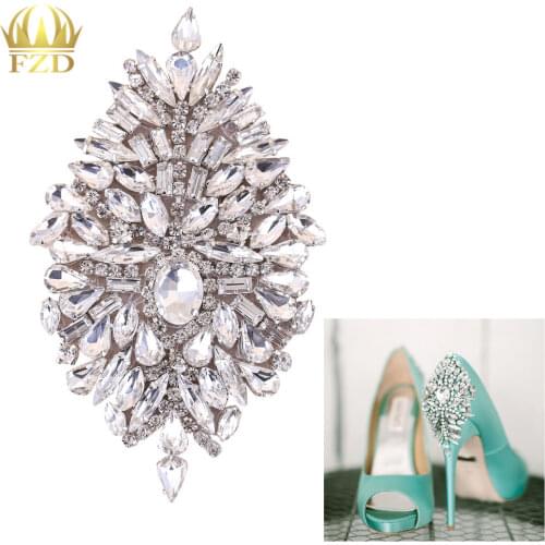 FZD One Pair Rhinestone Iron On Patch Motif Applique DIY Crystals Patch Rhinestone Hotfix Applique Beaded Appliques For Shoes