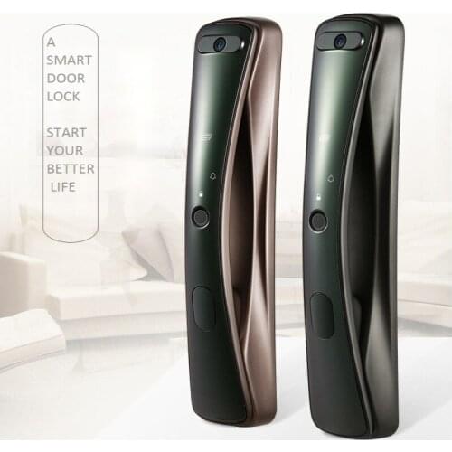 Smart Door Lock With Code Fingerprint Locks Combination Electric Lock Exterior Door Face Recognition Locks With 2 Cameras