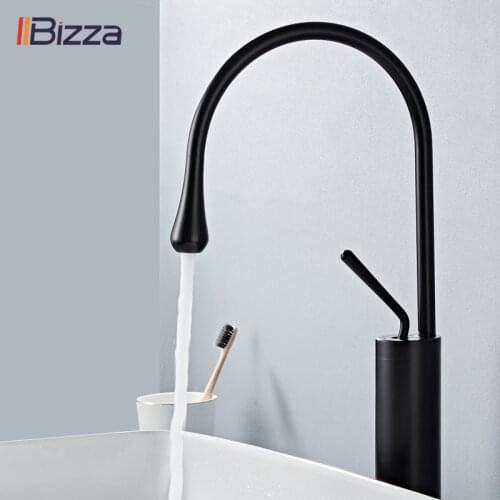 Vidric Basin Faucets Modern Black Bathroom Faucet Waterfall faucets Single Hole Cold and Hot Water Tap Basin Faucet Mixer Taps 2