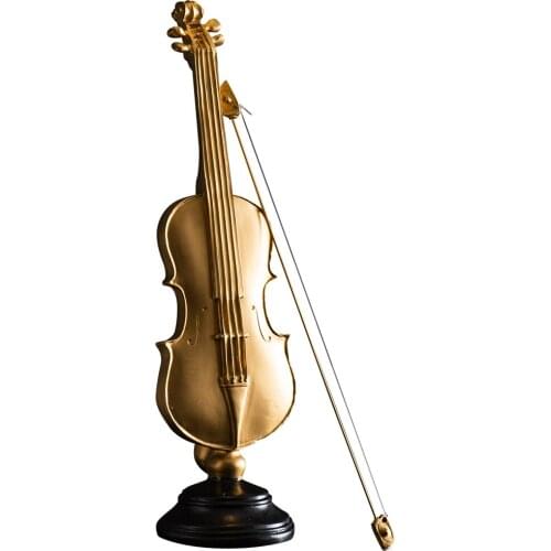 Vintage Gold Figurines Miniatures Craft Art Gift Musical Instruments Figurines Miniatures Luxury Adornos Room Decoration DG50FM