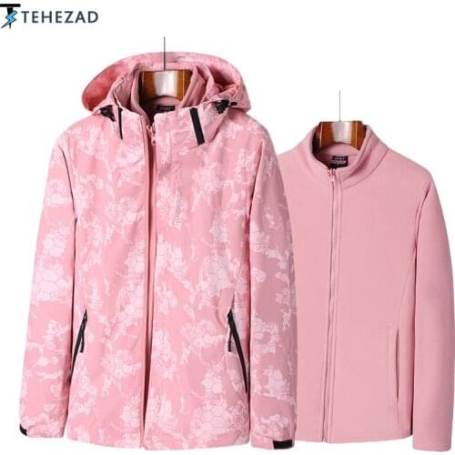 TEHEZAD 2021 Womens Hiking Jacket Winter Fishing Clothes Rain Coat Camouflage Outerwear Women Fleece jackets Female Windstopper
