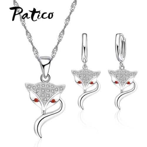925 Sterling Silver Party Anniversary Gift Elegant Fashion Pop Fox Shape Jewelry Set For Fashion Girls Cubic Zirconia