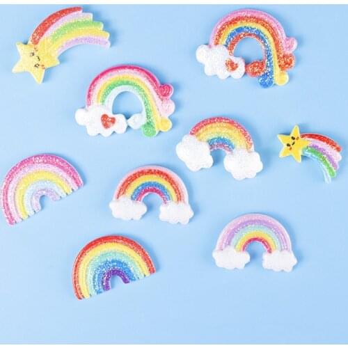 10Pcs Resin accessories glitter rainbow diy children brooch hairpin rubber band jewelry material childrens hair accessories