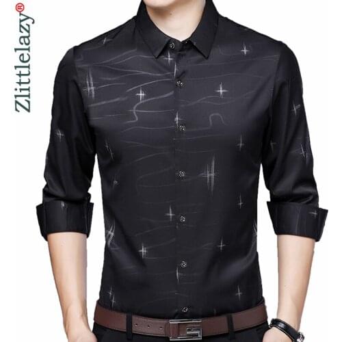 2020 Brand Long Sleeve Men Social Shirt Spring Streetwear Casual Striped Shirts Dress Mens Slim Regular Fit Clothes Fashions 043