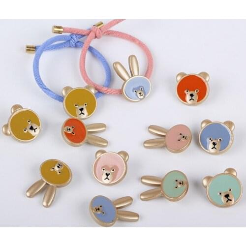 10Pcs Acrylic Rabbit Bear Punch Hole Beads DIY Craft Necklace Jewelry Ornament Arts Sweet Hair Accessories Clothes Acrylic Beads