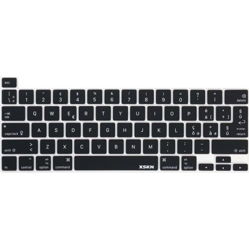 XSKN Italian/English Black Silicone Keyboard Cover Skin for 2019 New MacBook Pro 16 inch Touch Bar A2141 US and EU Version