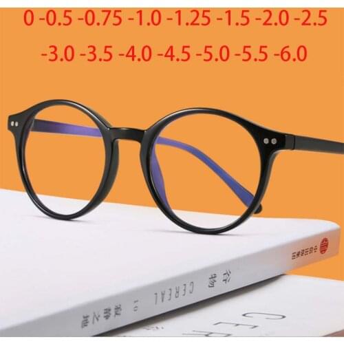 -1.0 -1.5 -2.0 to -6.0 Black Finished Myopia Glasses Men Women Transparent Eyeglasses Prescription Student Shortsighted Eyewear