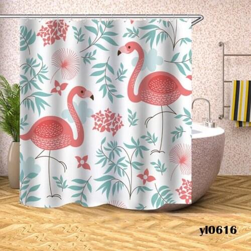 Floral Flamingo Shower Curtain Flowers Waterproof Bath Curtains for Bathroom Bathtub Large Wide Bathing Cover rideau de bain