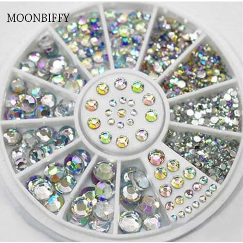 DIY Nail Art Wheel Tips Crystal Glitter Rhinestone 3D Nail Art Decoration White AB Color Acrylic Diamond Drill
