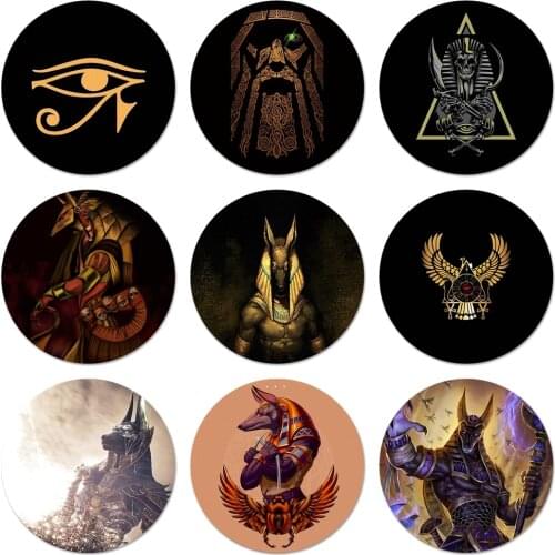 Egypt Nefertiti Anubis Ankh Icons Pins Badge Decoration Brooches Metal Badges For Backpack Decoration 58mm